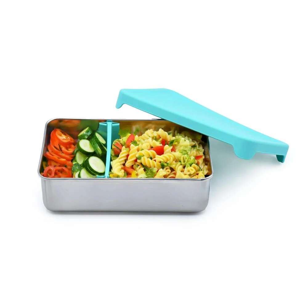 Melii Nerezový Bento box 740 ml se silikonovým víkem - modrý