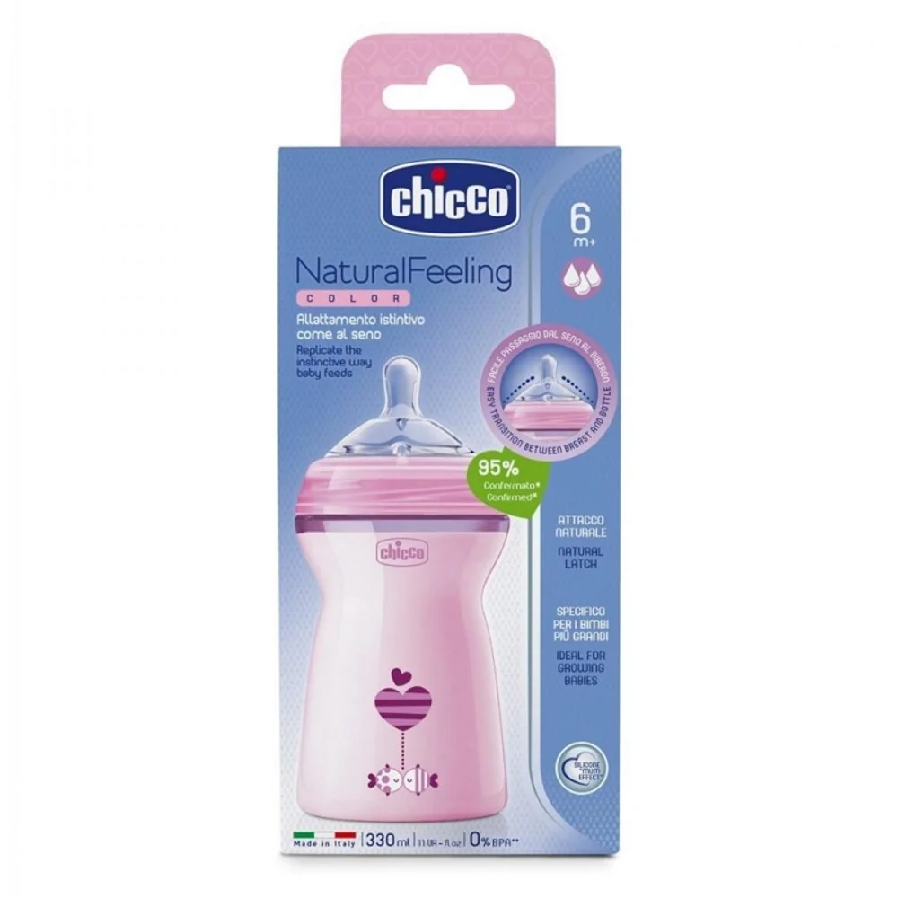 Chicco Natural Feeling Kojenecká láhev 330 ml dívka