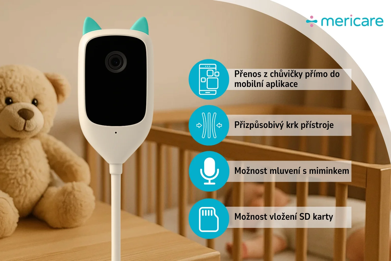 Mericare C1 Wi-Fi chytrá chůvička s nočním viděním