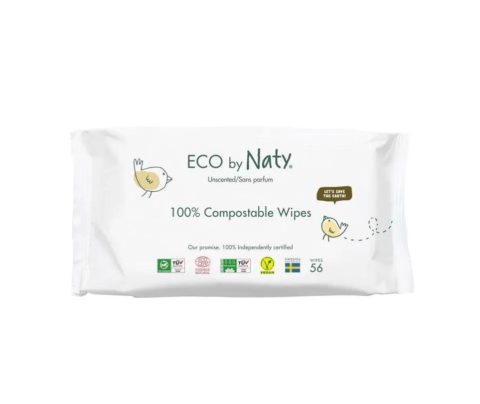 ECO by Naty Vlhčené ubrousky bez vůně pro citlivou pokožku 56 ks