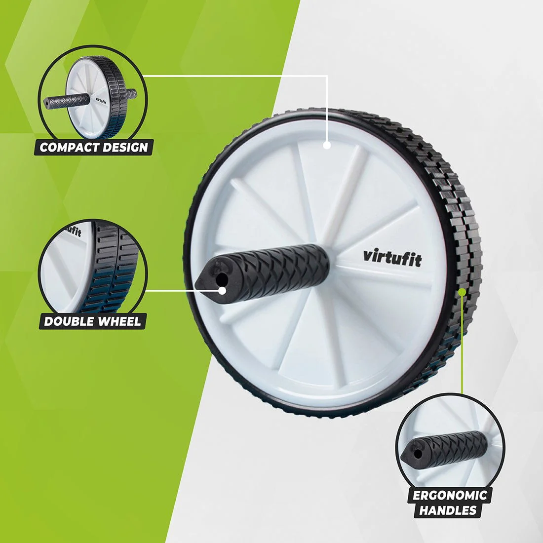 VIRTUFIT Kolečko Na Břicho Ab Roller Dvojité