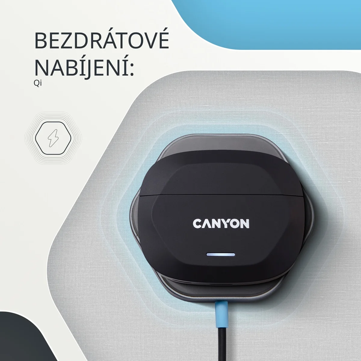 Canyon Bezdrátová stereo sluchátka True wireless Hexagon 7, bílo/béžová
