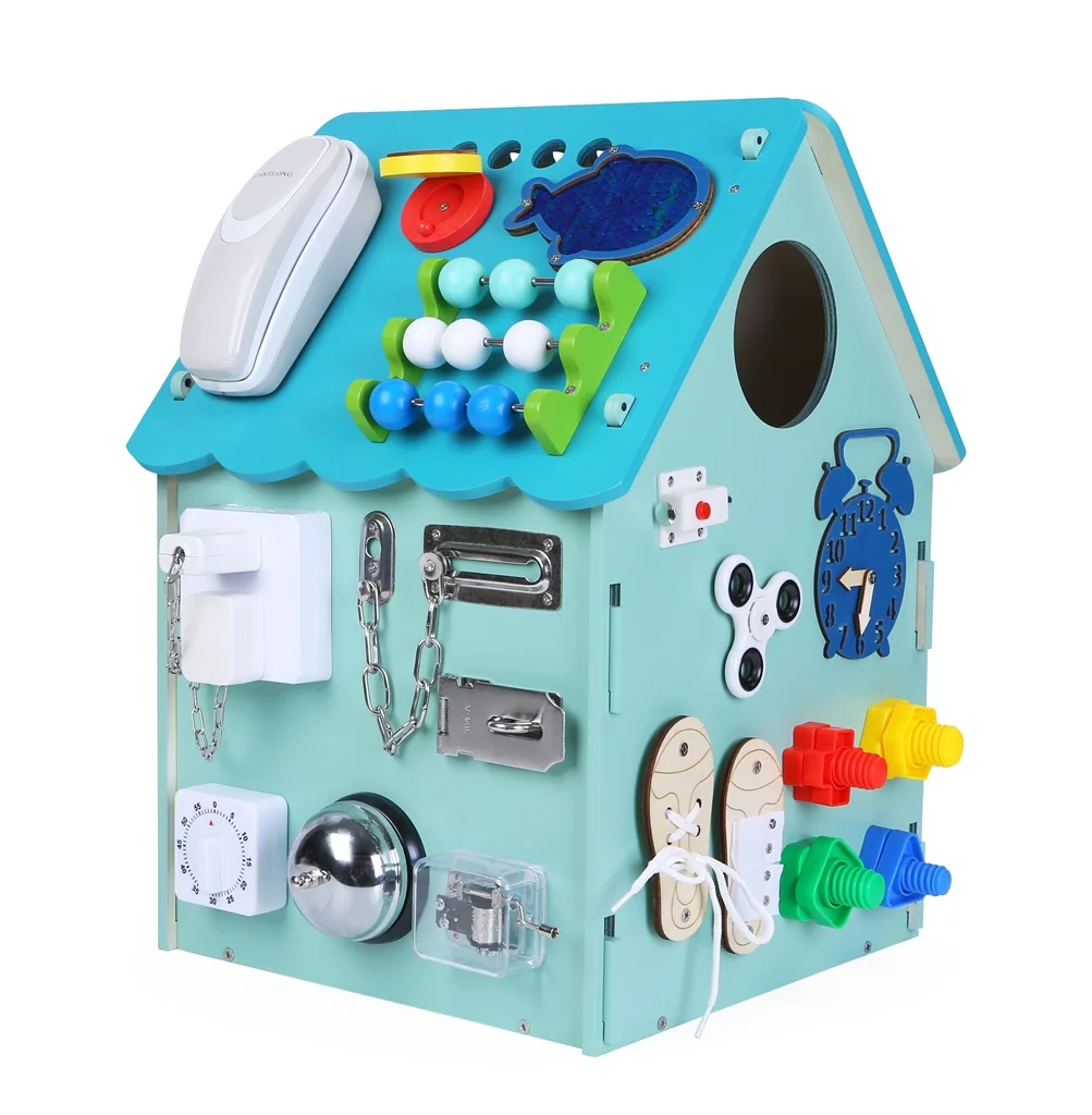 2Kids Toys Montessori Activity board Domeček modrý