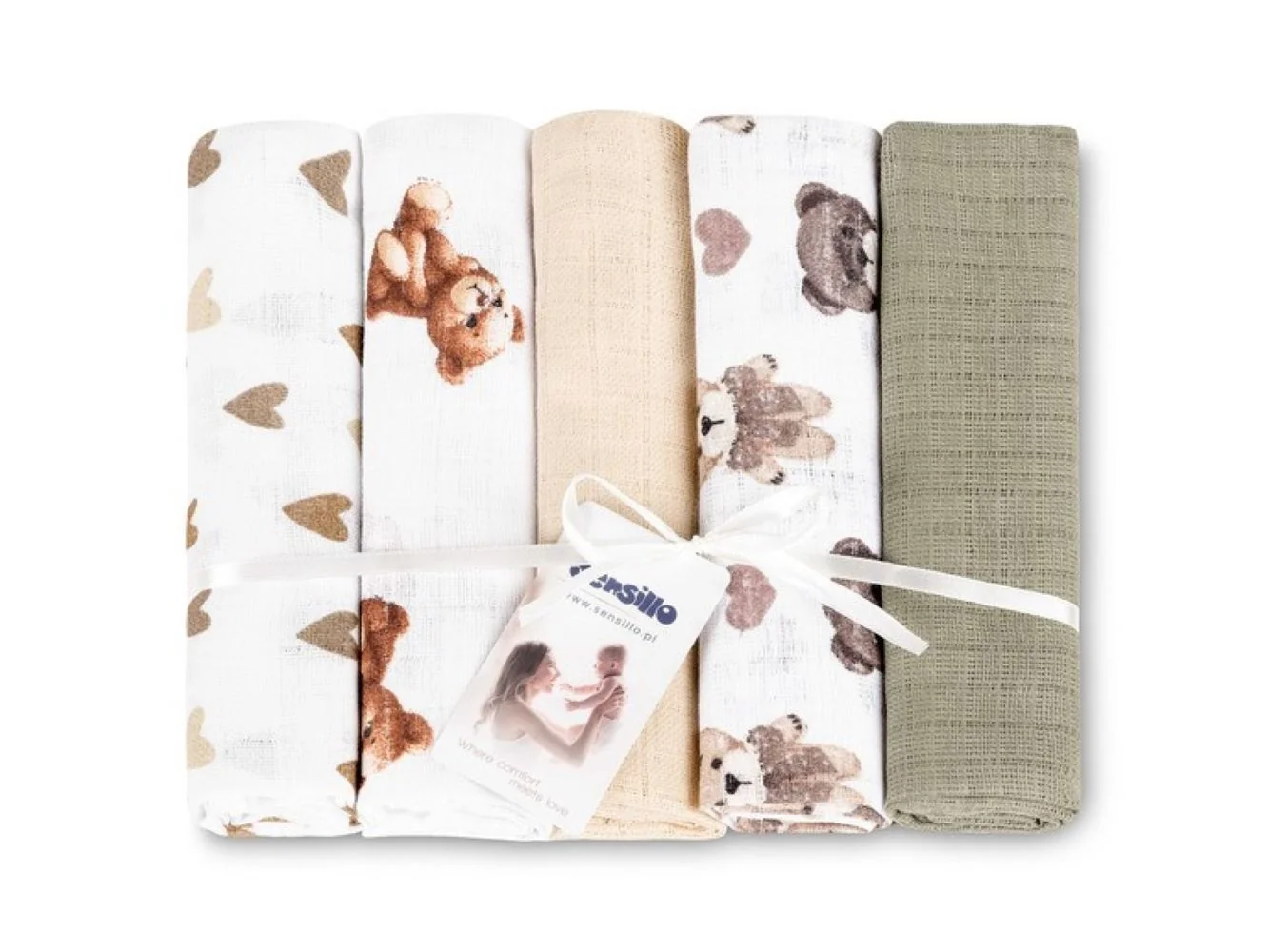 SENSILLO Tetra pleny Basic 70×80 cm Teddy Beige – sada 5 ks, 100% bavlna