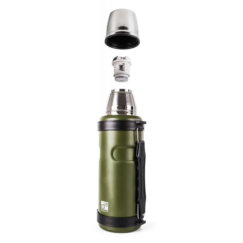 G21 Termoska na pití 1000 ml, khaki zelená s rukojetí 