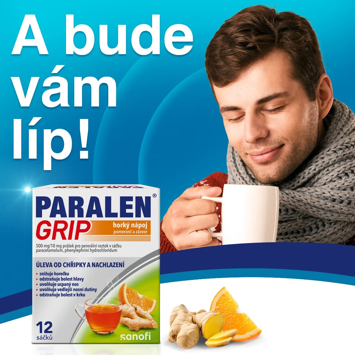 Paralen Grip Horký nápoj pomeranč a zázvor 12 sáčků