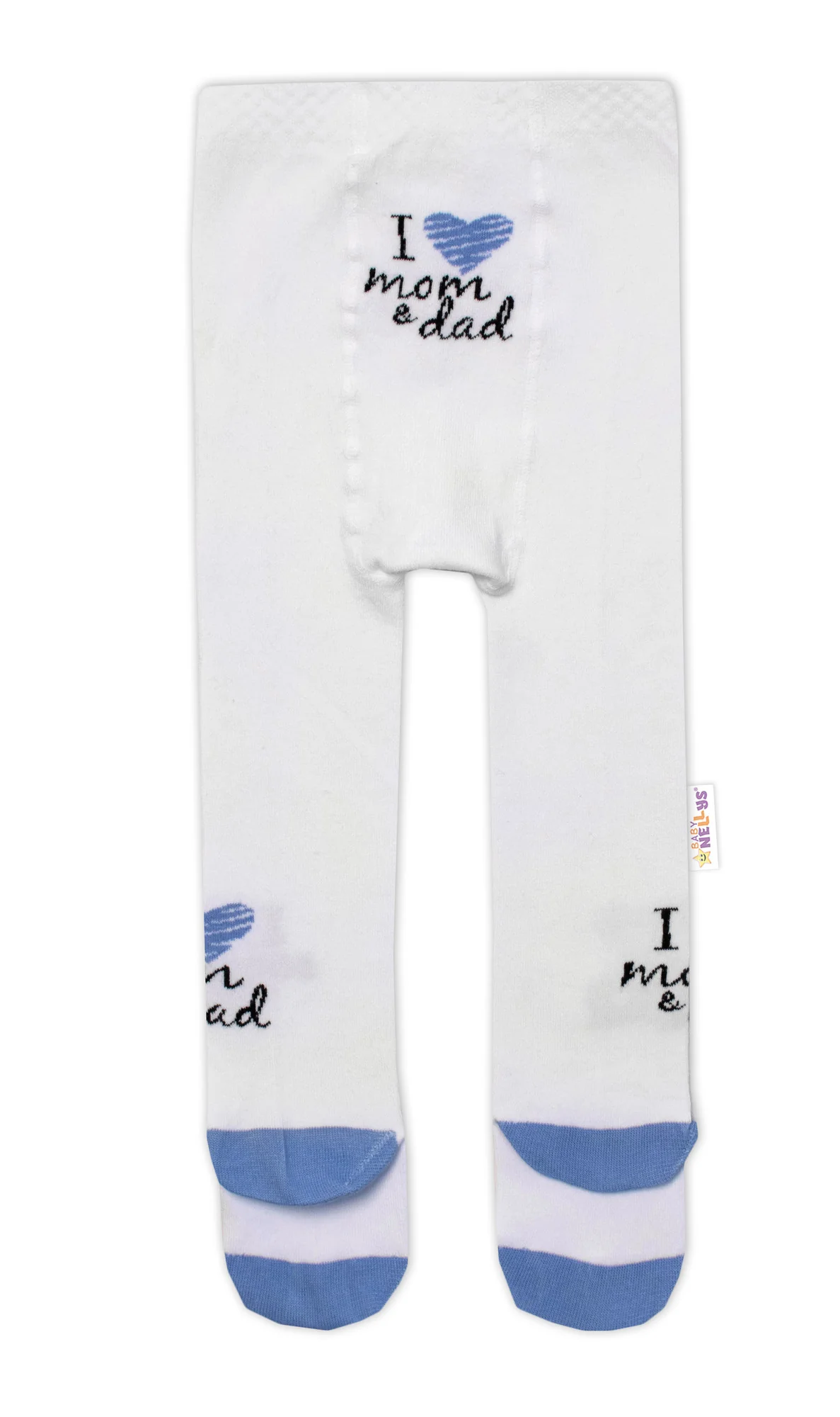 Baby Nellys Bavlněné punčocháče I love mom & dad - modré vel. 80/86
