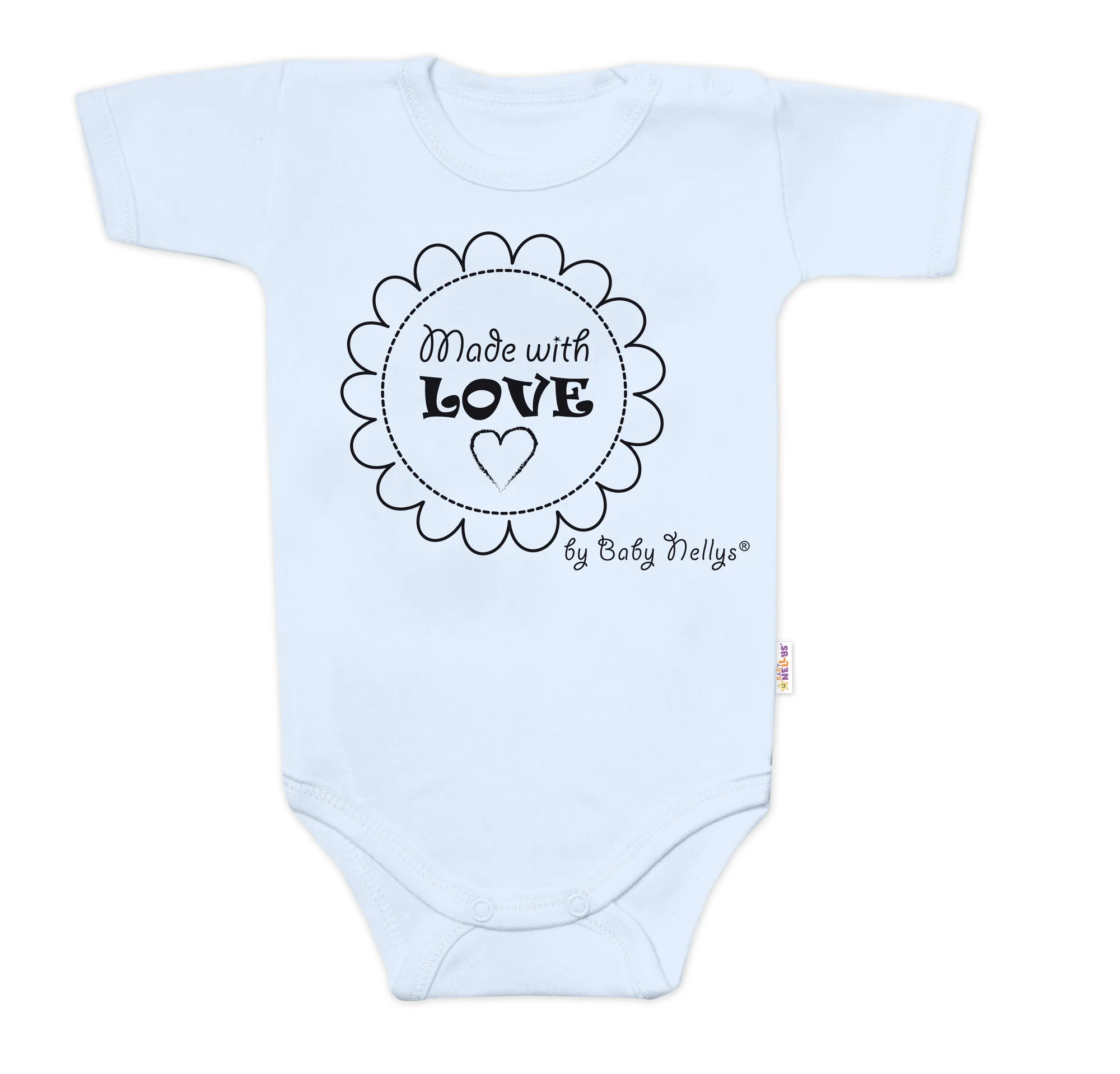 Baby Nellys Body krátký rukáv Made with love,  světle modré vel.  74