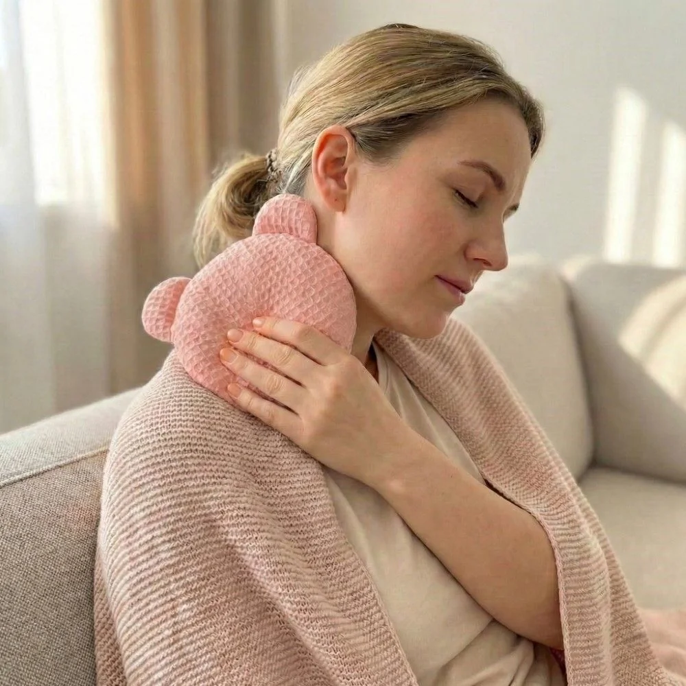 BocioLand Nahřívací polštářek TEDDY s třešňovými pecičkami a levandulí - pudrově růžový