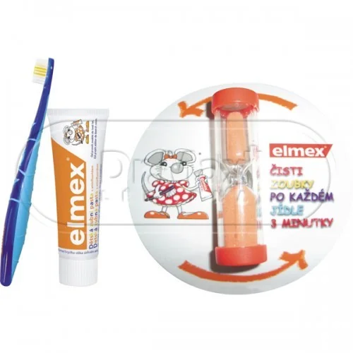 Elmex dětská zubní pasta 50ml+kartáček+přesýpací hodiny