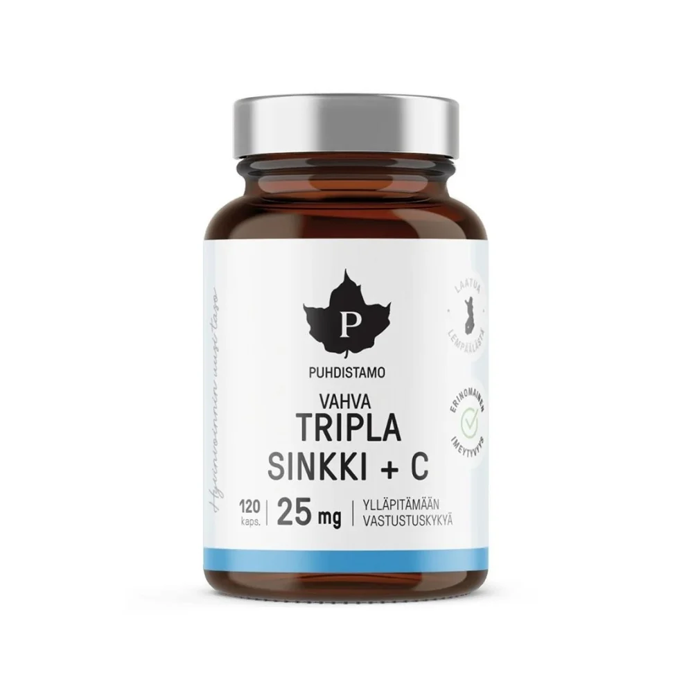 Puhdistamo Triple Zinc 25 mg + Vitamin C 120 kapslí