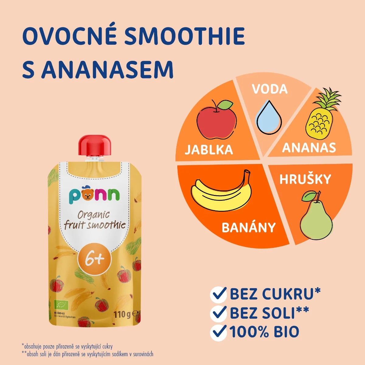 SALVEST Põnn BIO Ovocné smoothie s ananasem 110 g