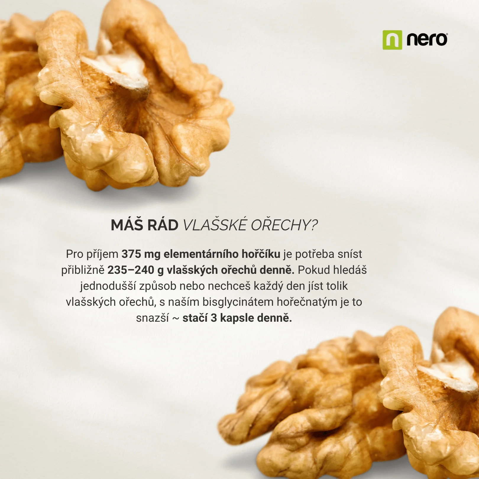 NERO Magnesium Bisglycinate + B6 180 kapslí