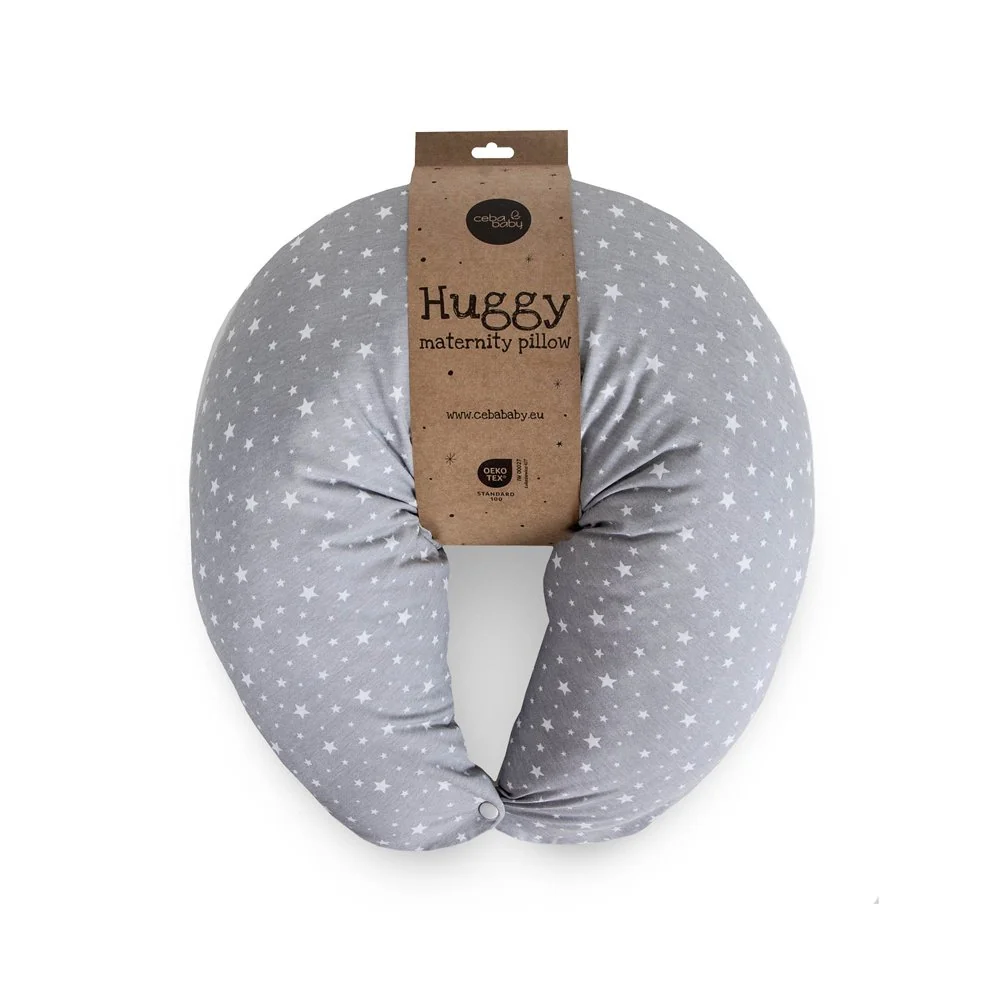 Ceba Polštář na kojení Huggy (150x60x37) Basic Grey Stars