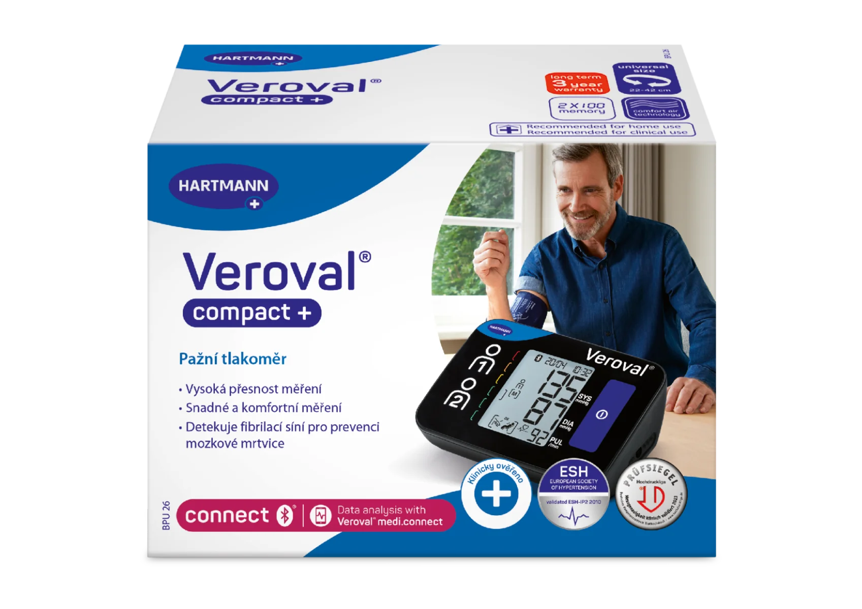 Veroval Compact+ connect digitální pažní tlakoměr + adaptér