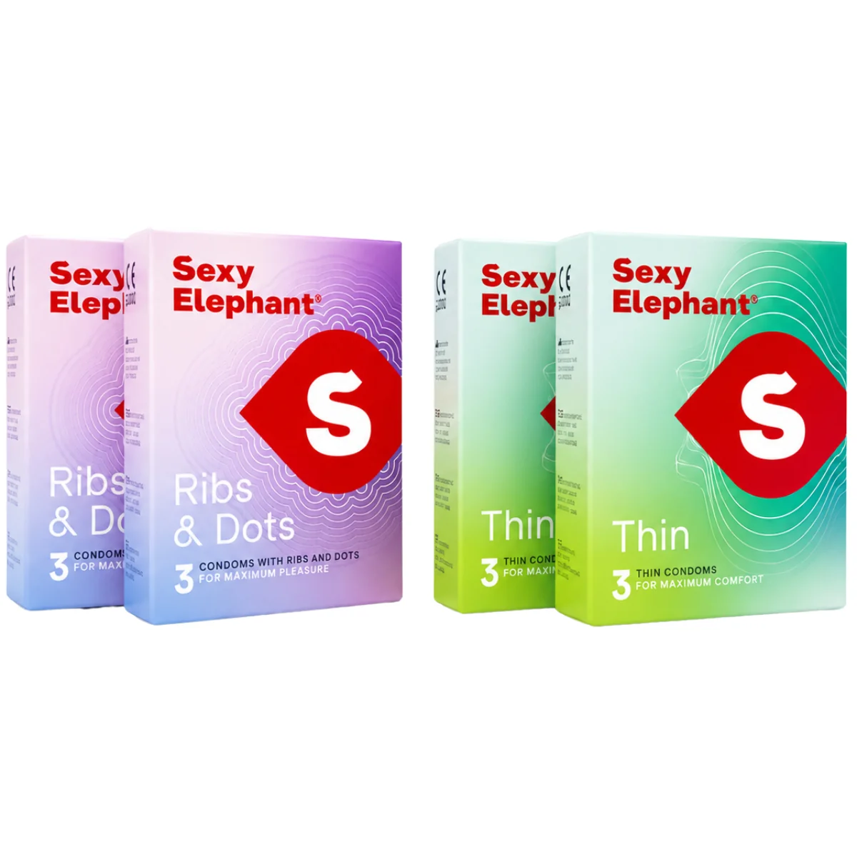 Sexy Elephant Sada čtyř balení kondomů Mix (12 ks)