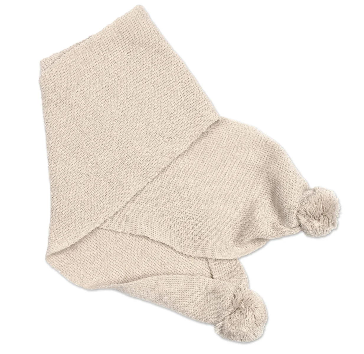 Baby Nellys Zimní čepička s šálou - NATURE, 0-6m - béžová