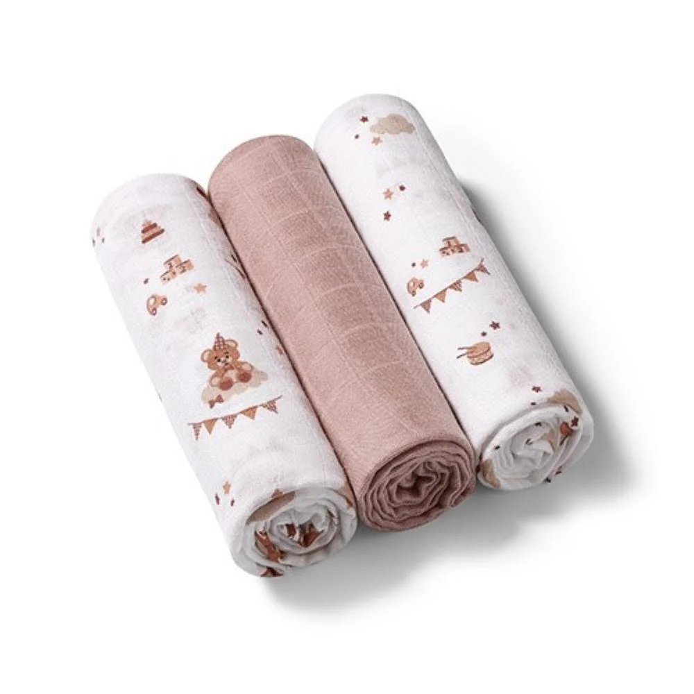 Babyono Mušelínové plenky, Super Soft hnědé, 3 ks x 70x70cm, Cirkus
