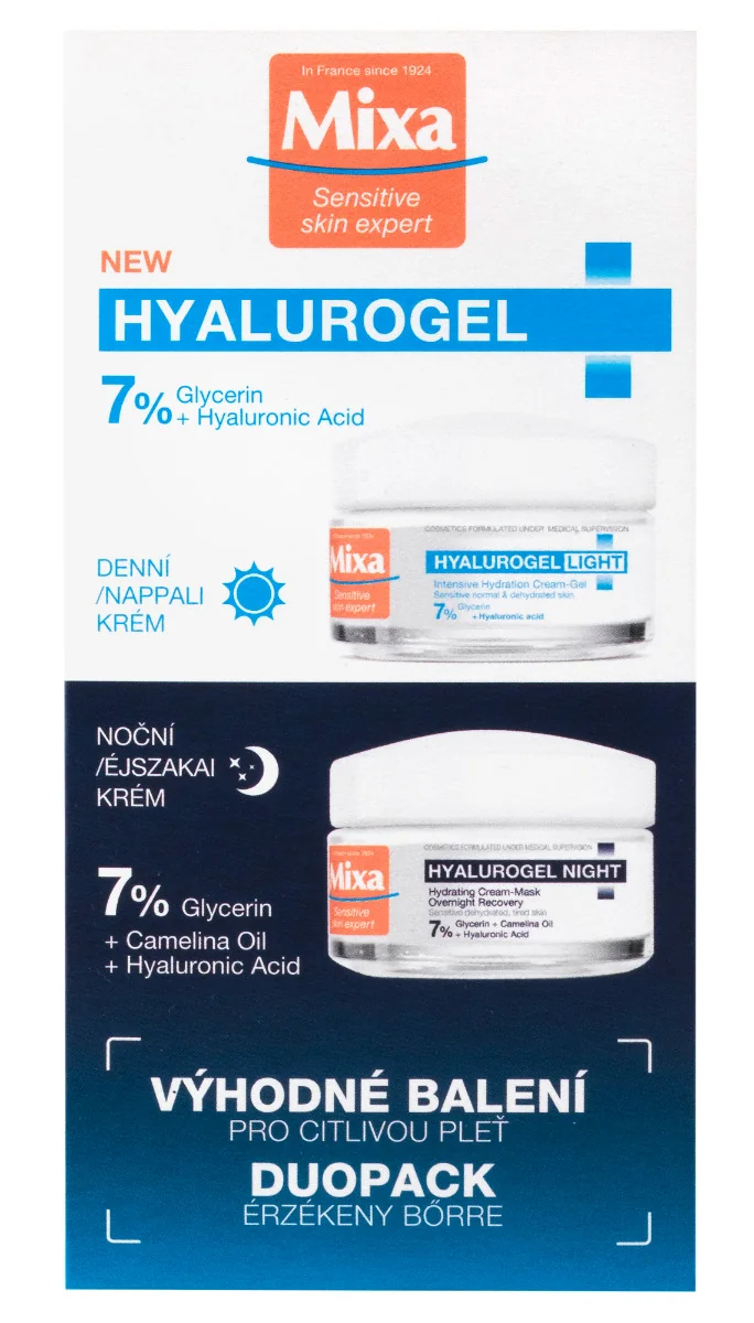 Mixa Hyalurogel Denní a noční krém duopack 2x50 ml