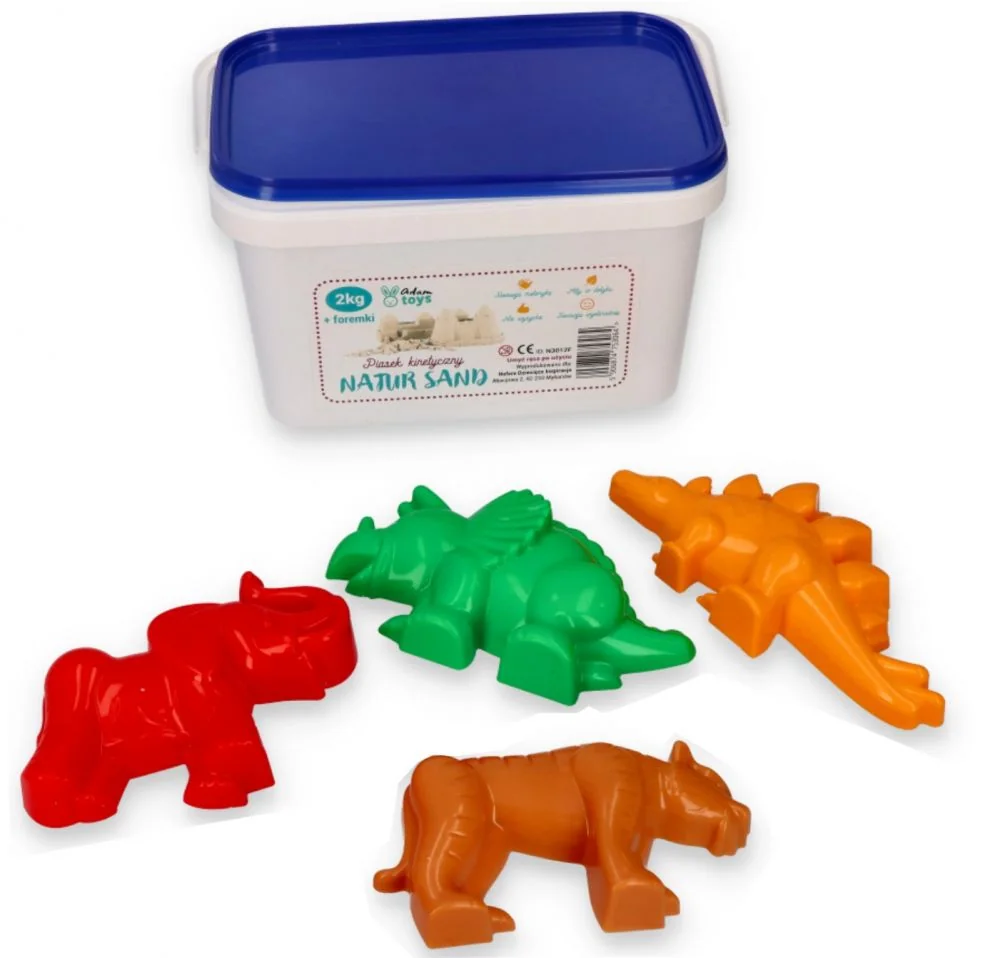 Adam Toys Kinetický písek - přírodní - 2kg + formičky Dinosauři zdarma