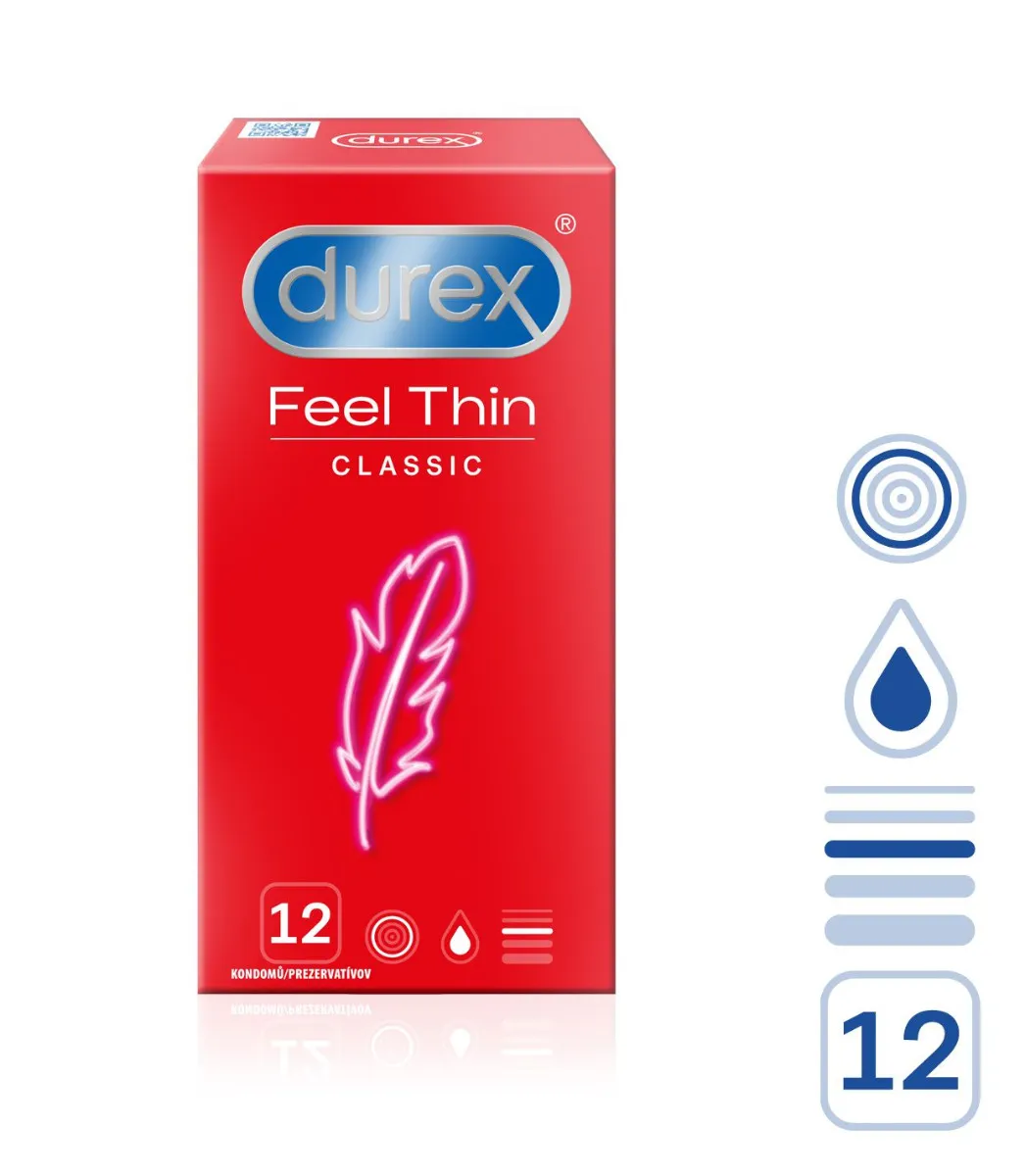 Durex Feel Thin Classic kondomy 12 ks