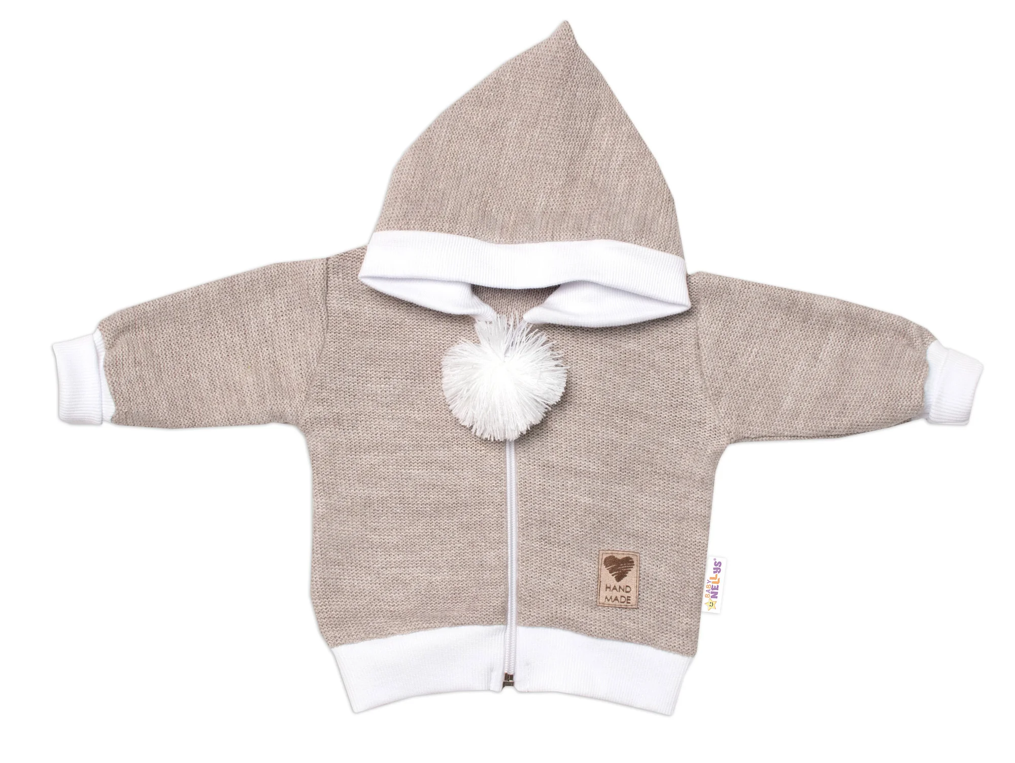 Baby Nellys 3D sada Hand made, kabátek, kalhoty, botičky, béžová