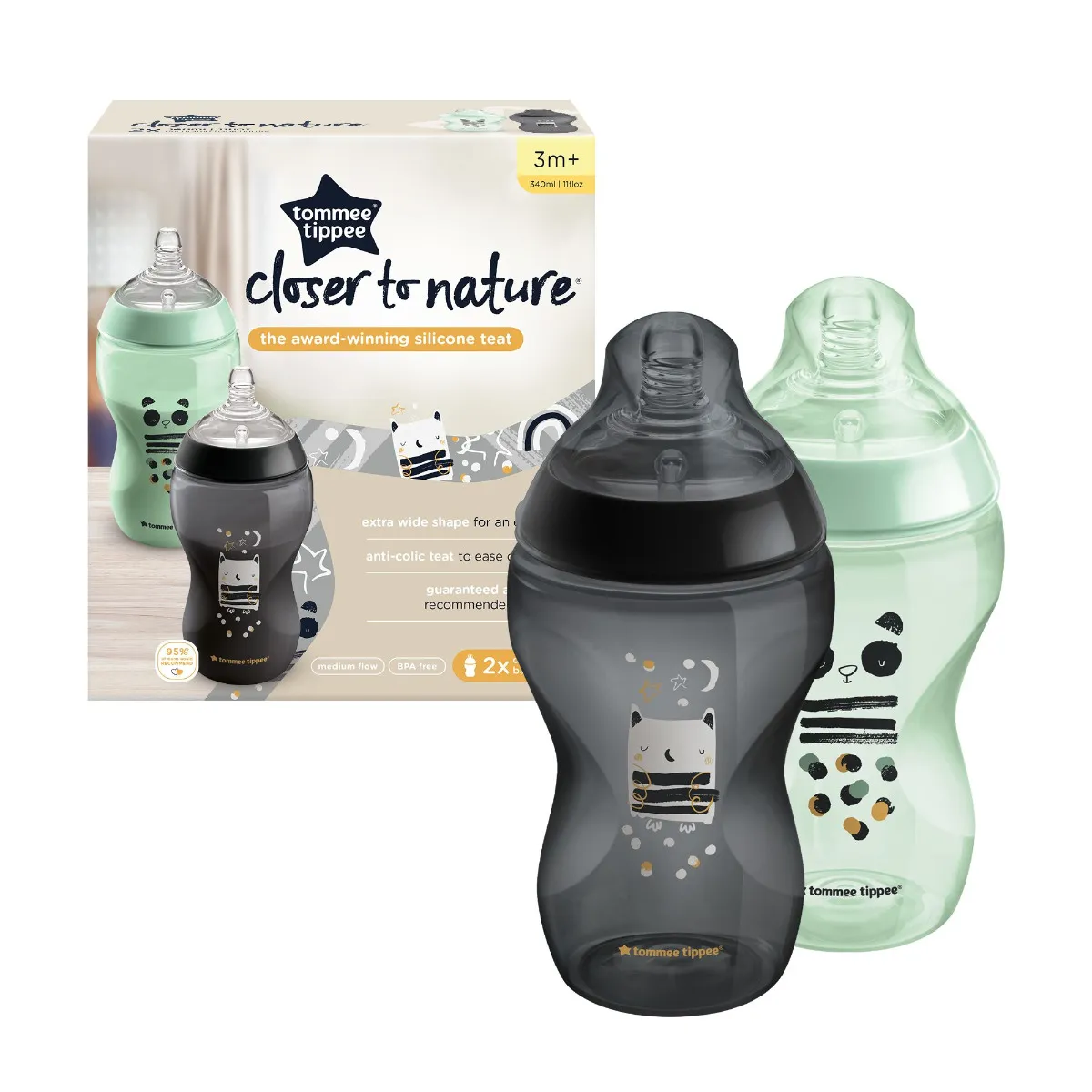 Tommee Tippee C2N 3m+ 340 ml kojenecká láhev s obrázky 2 ks