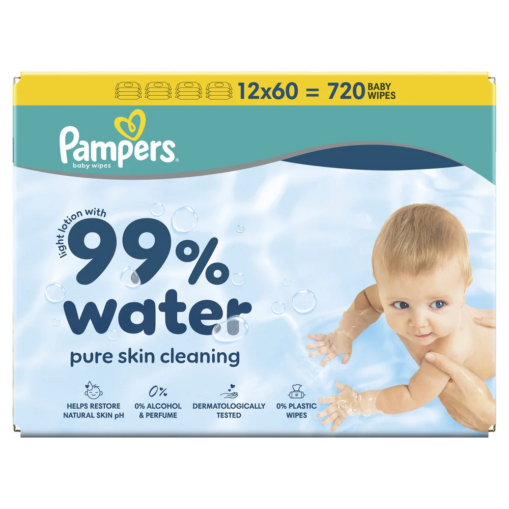 Pampers 99 % Water dětské čisticí ubrousky 12x60 ks