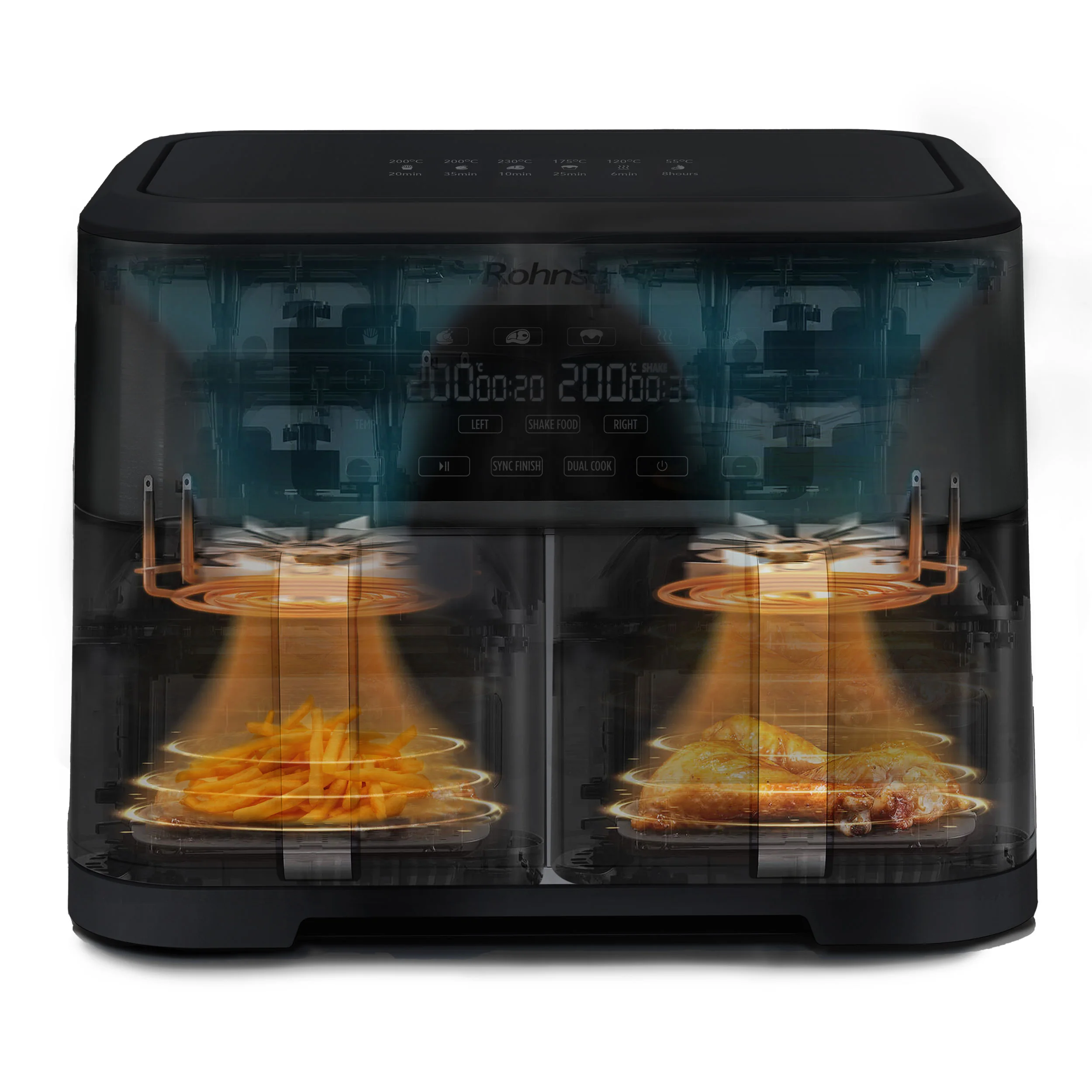 Rohnson Horkovzdušná fritéza s dvojitým košem R-2844 – 2 x 4,25 l