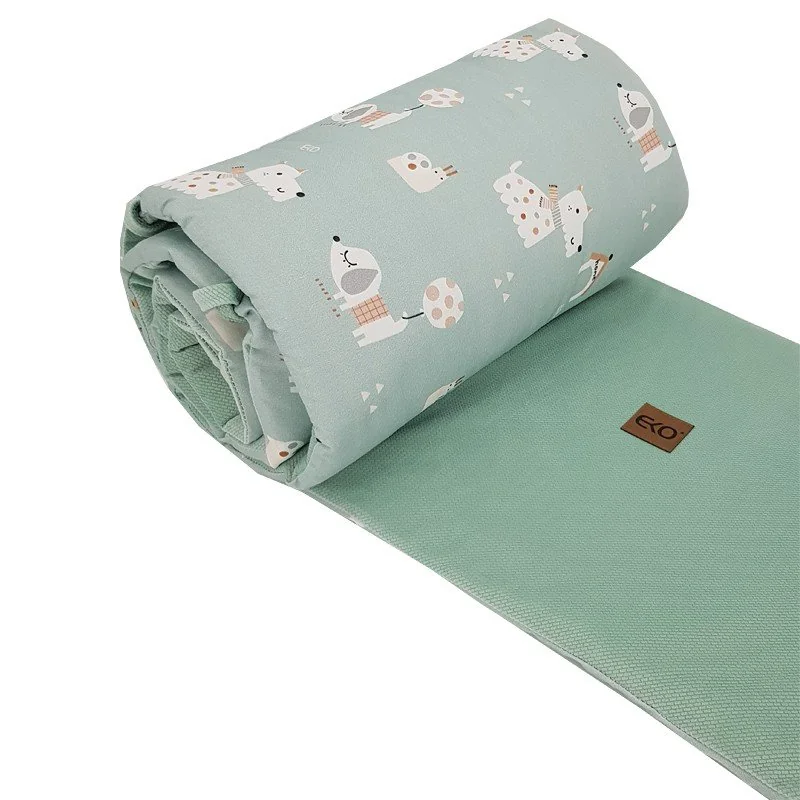 Eko Chránič do postýlky VELVET Dogs Mint 180x35 cm