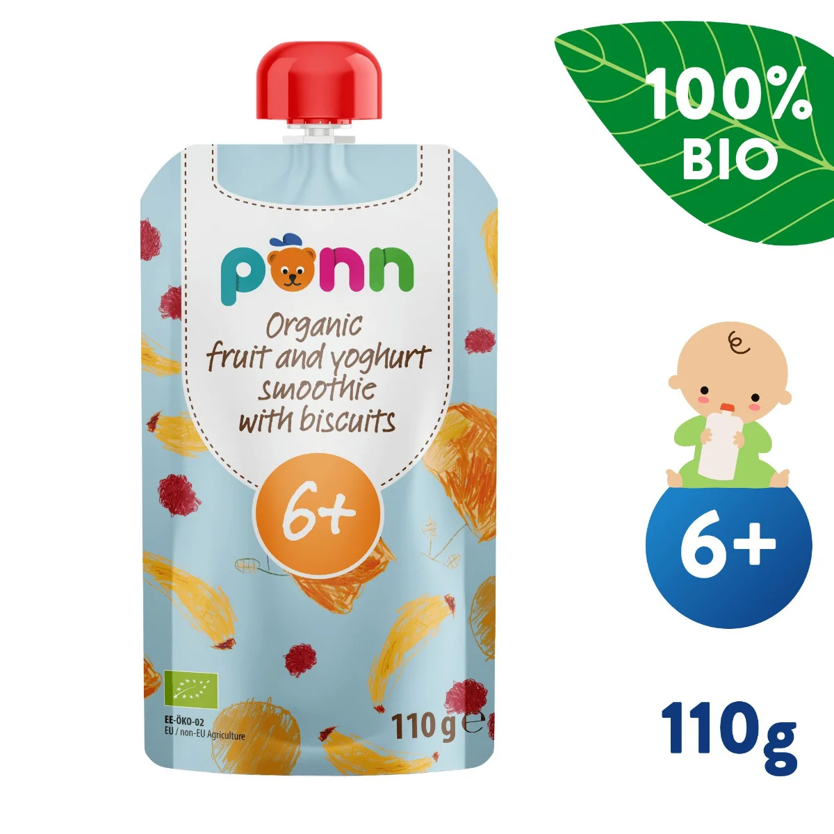 SALVEST Põnn BIO Ovocné smoothie s jogurtem a sušenkami 110 g