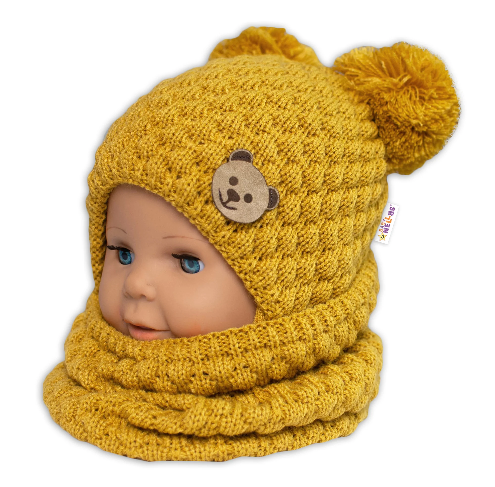 Baby Nellys Pletený nákrčník/komínek  - hořčicový