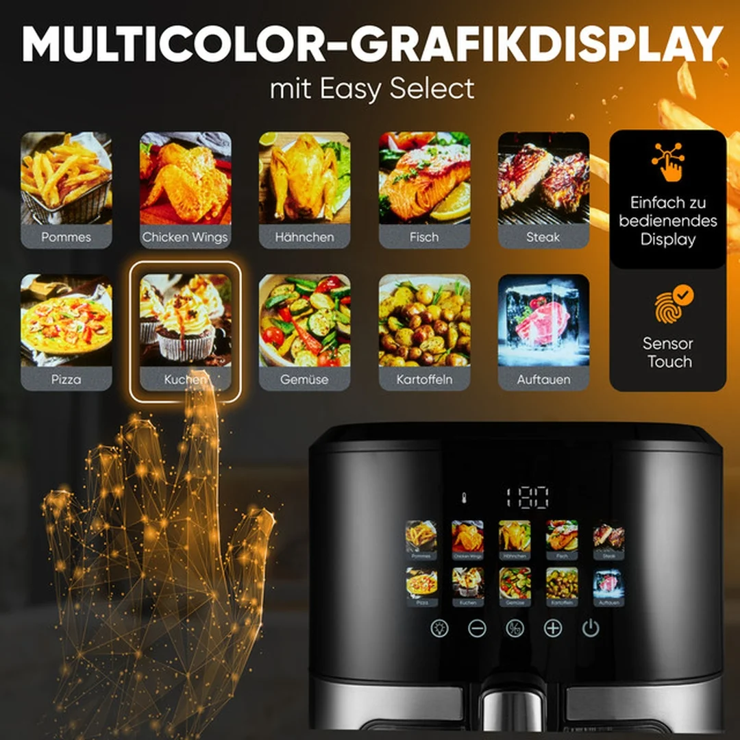 ProfiCook FR 1286 H Horkovzdušná fritéza s barevným displejem 6,5l