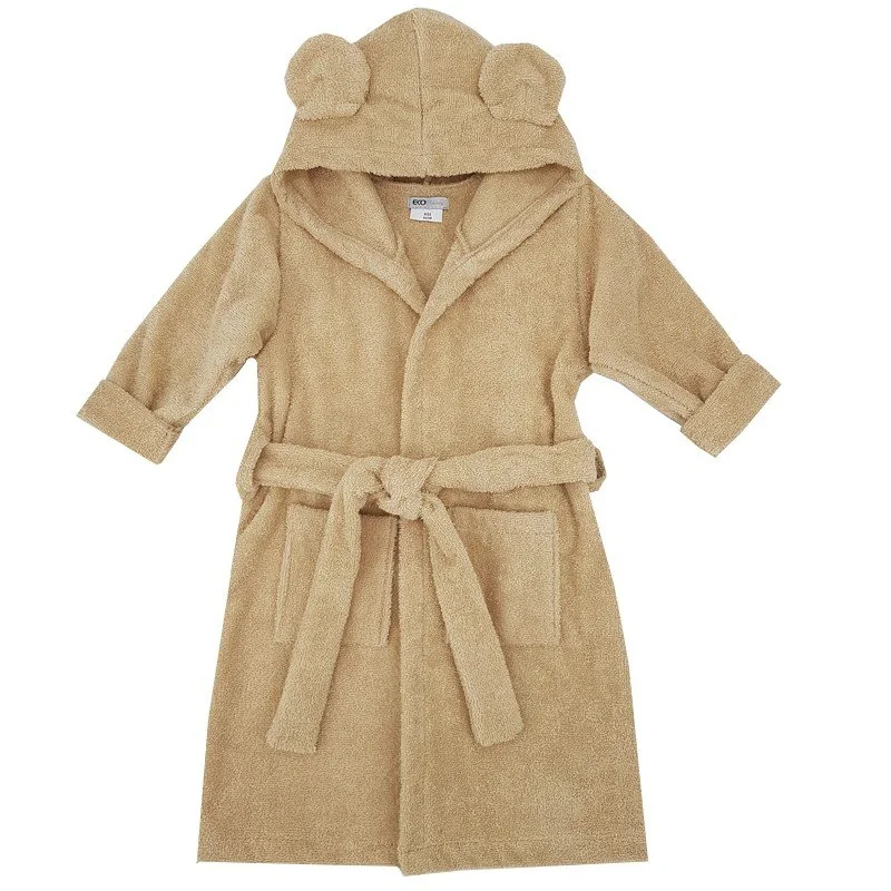 Eko Župan bavlněný s kapucí a oušky Beige vel. S 92-98