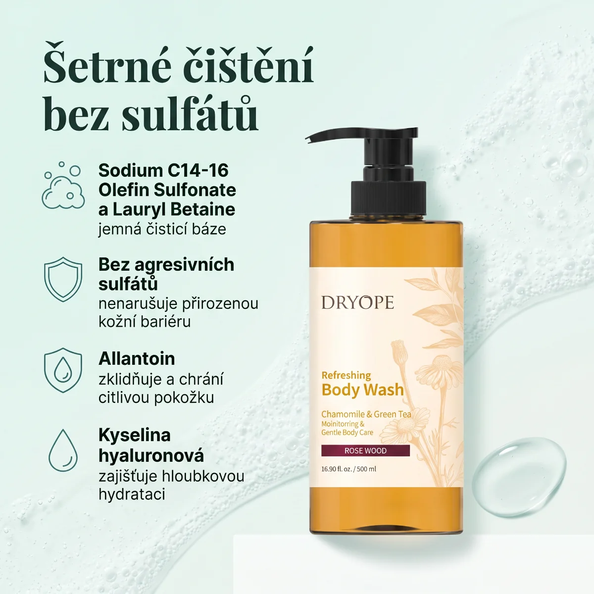 DRYOPE Rose Wood osvěžující body wash 500 ml