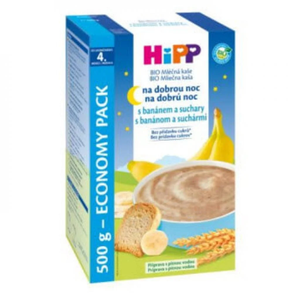 Hipp KAŠE NA DOBROU NOC BIO mléčnoobilná banánová se suchary 500 g