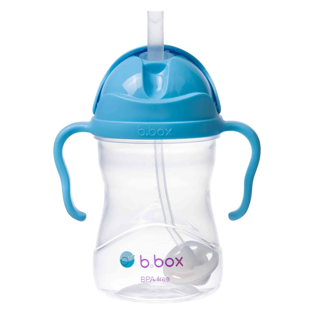 B.BOX Nevylévací hrníček s brčkem a závažím, modrý, 240 ml
