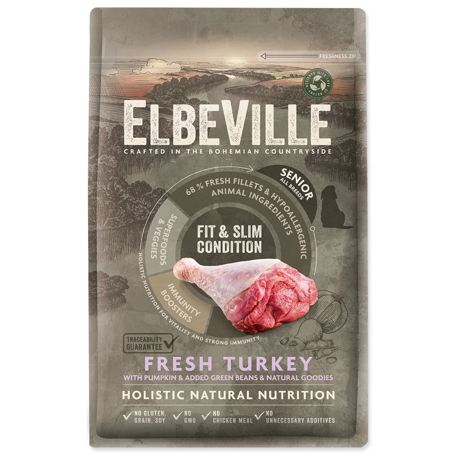 Elbeville Krmivo Senior All Breeds Fit and Slim Condition Fresh Turkey 4kg