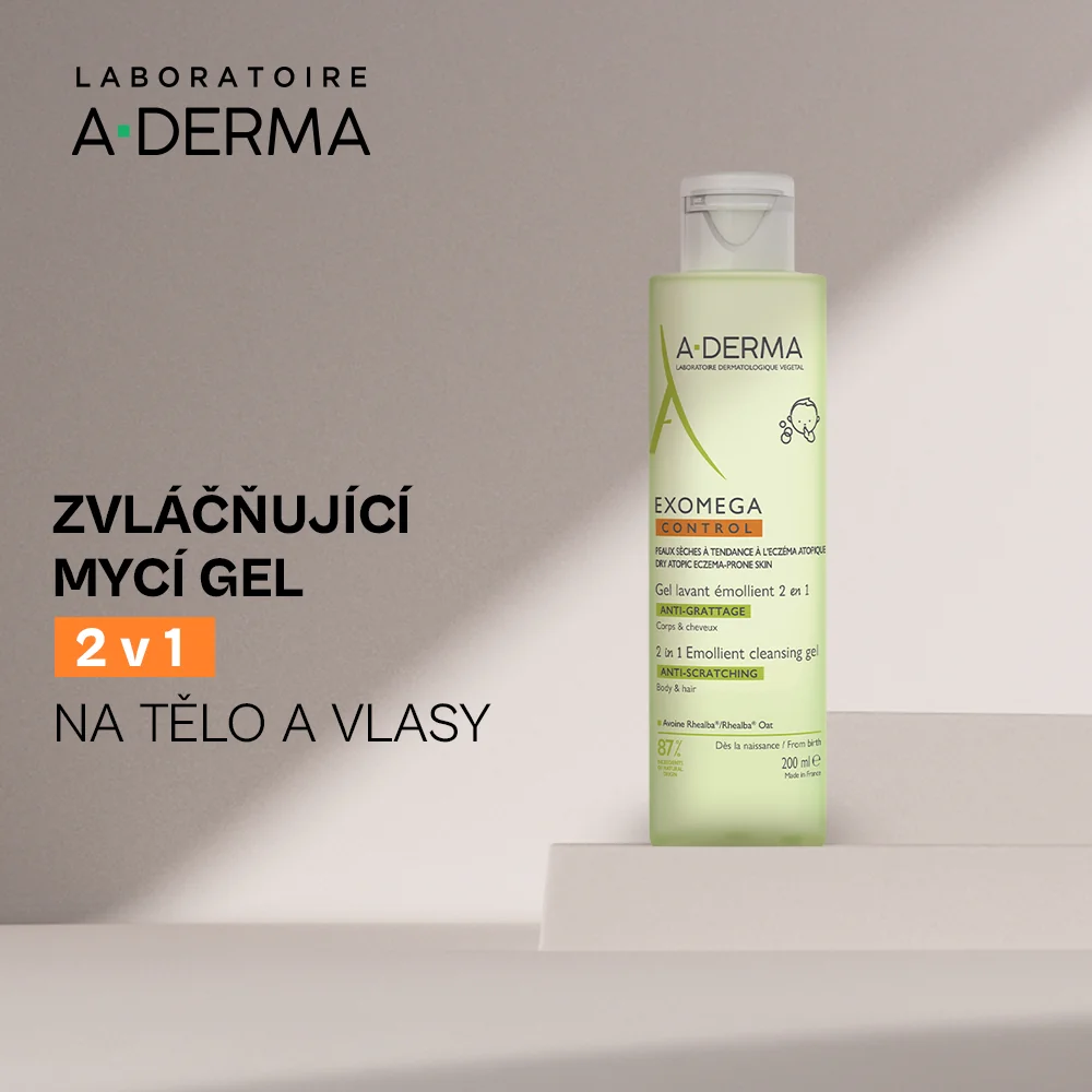 A-Derma Exomega Control zvláčňující mycí gel pro suchou kůži se sklonem k atopii 2v1 200 ml