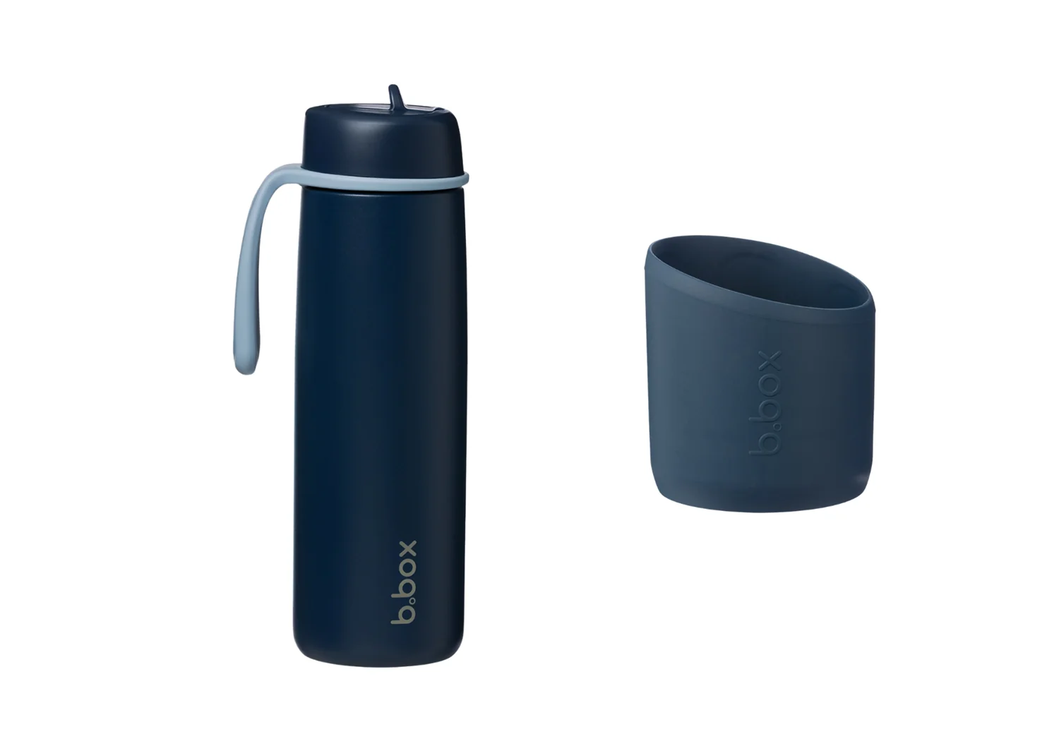 B.BOX Nerezová termolahev s brčkem 690 ml + Silikonový chránič - midnight