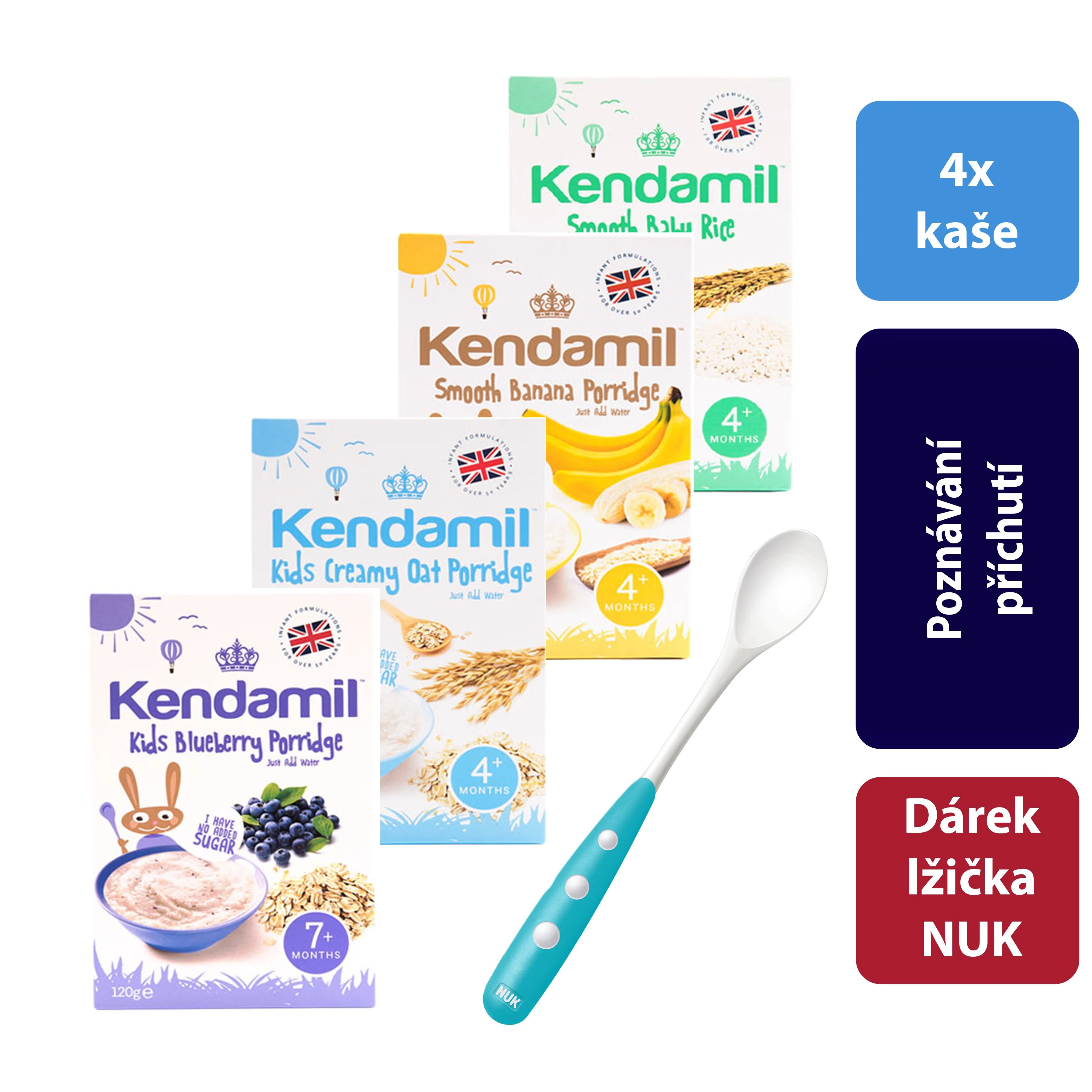 Kendamil Variace kaší 4 ks + dárek lžička