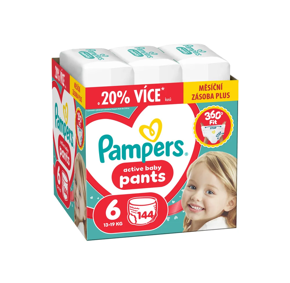 Pampers Active Baby vel. 6 13–19 kg plenkové kalhotky 144 ks