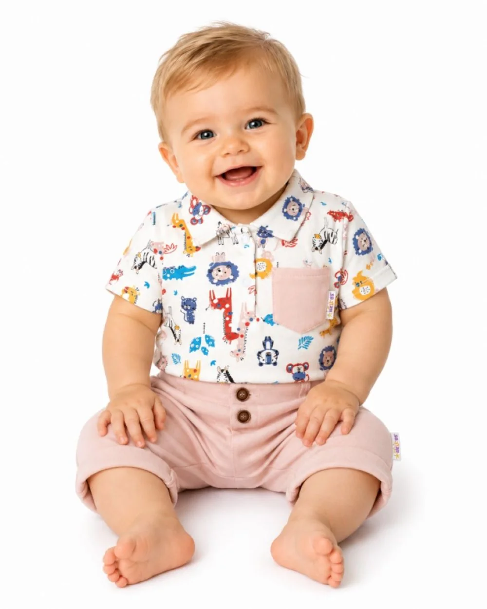 Baby Nellys 2-dílná sada body kr. rukáv, kraťásky, Safari - ecru/béžová, vel. 98