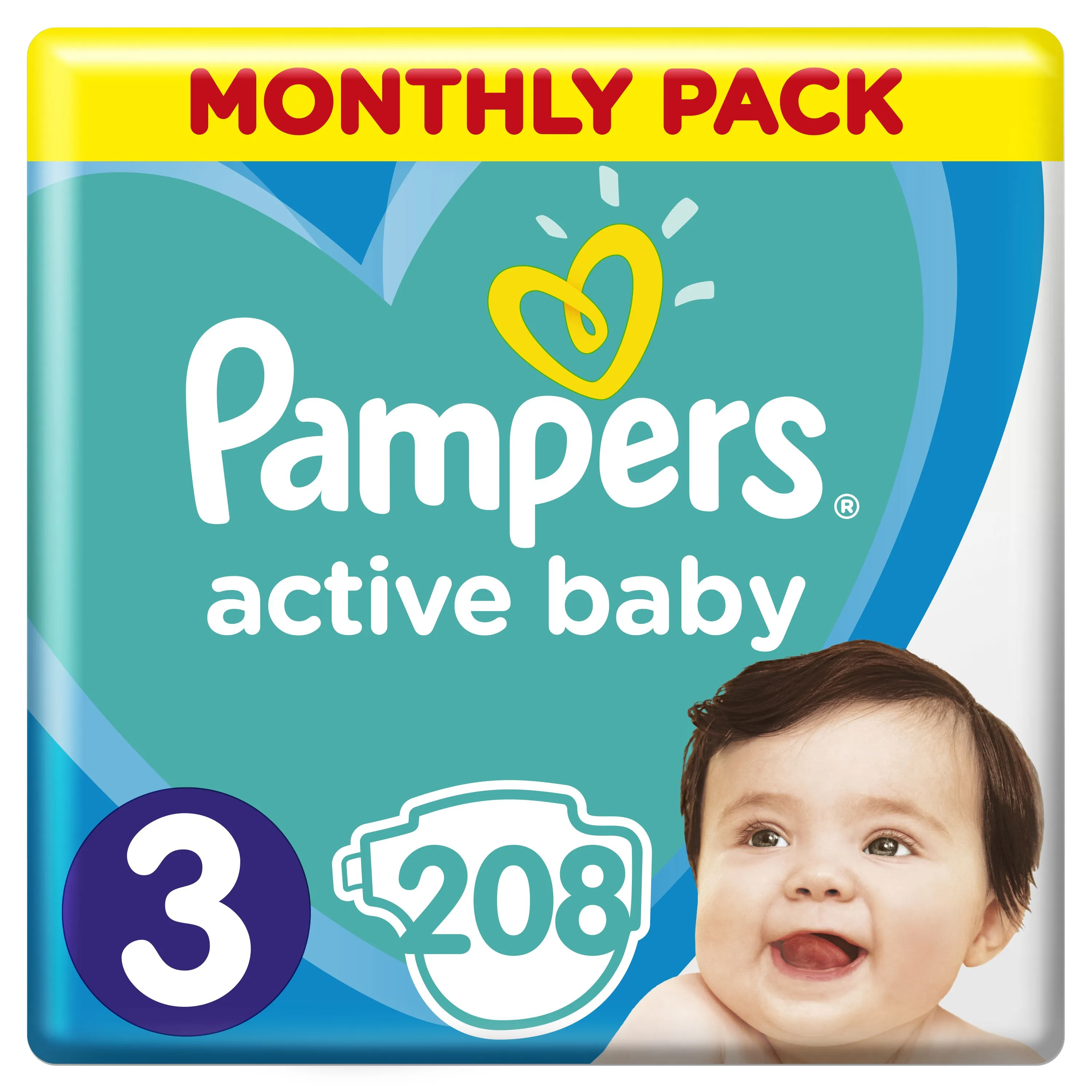 Pampers Active Baby vel. 3 Monthly Pack 6-10 kg dětské pleny 208 ks