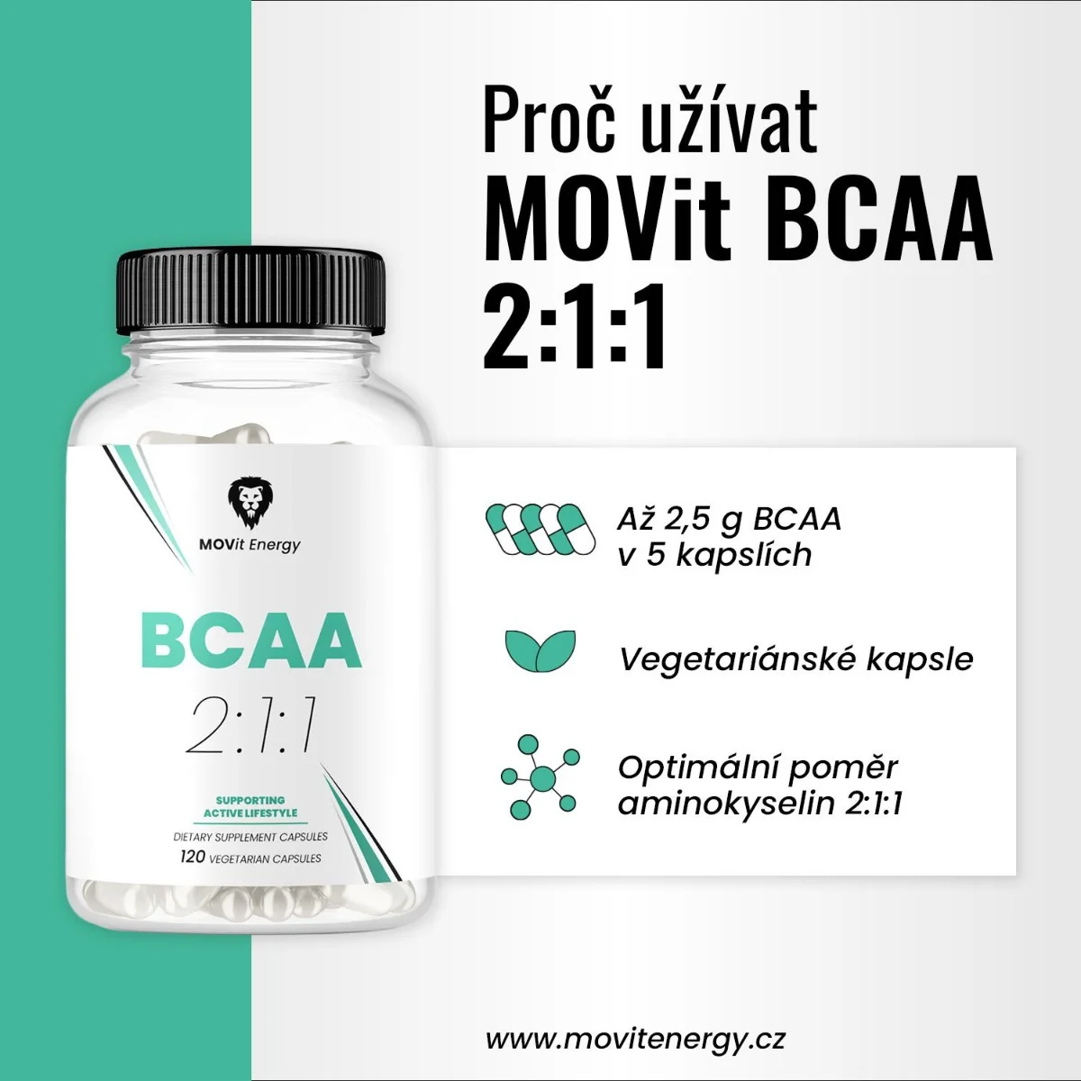 MOVit Energy BCAA 2:1:1 120 kapslí