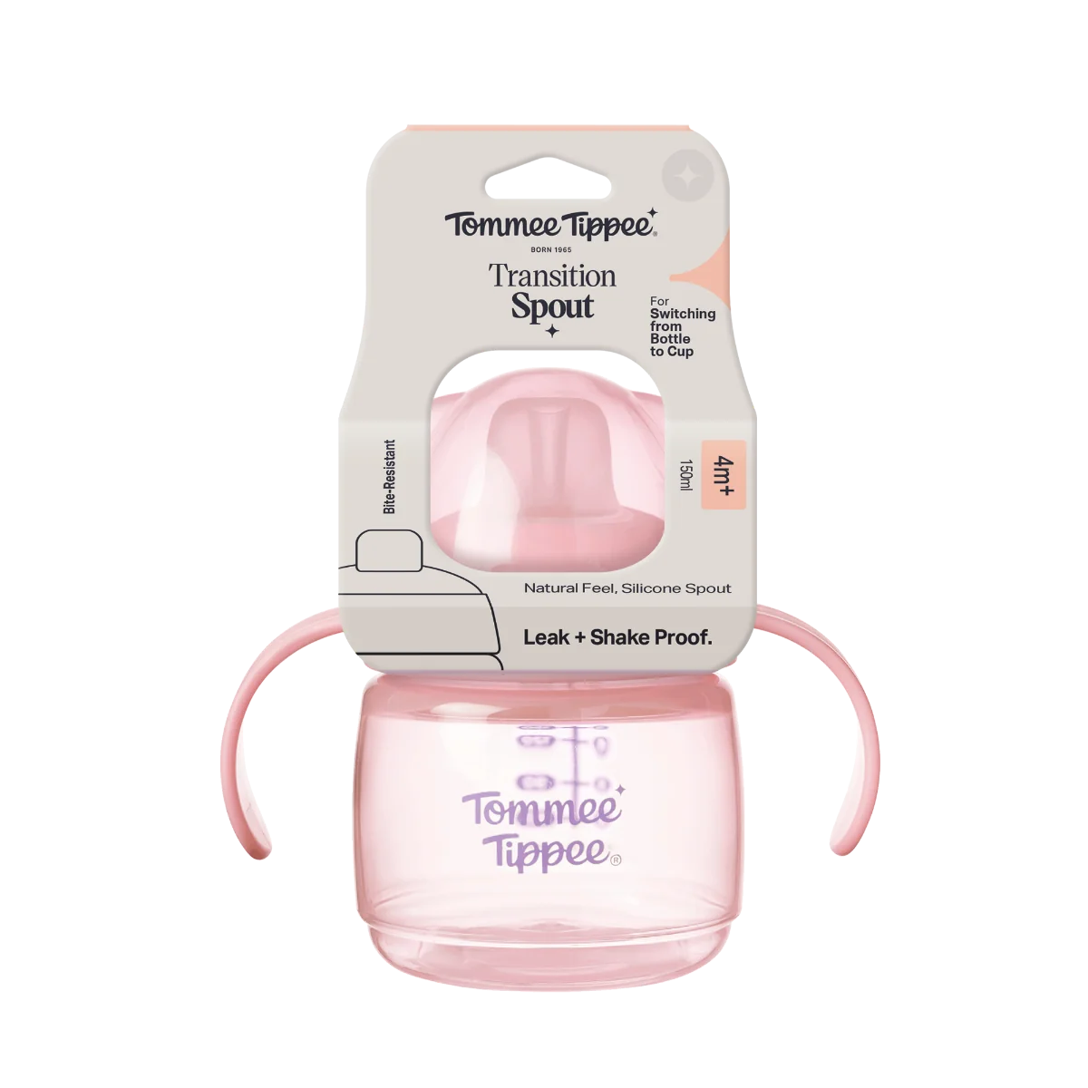 Tommee Tippee Netekoucí hrneček s hubičkou Transition 4m+ 150 ml růžový