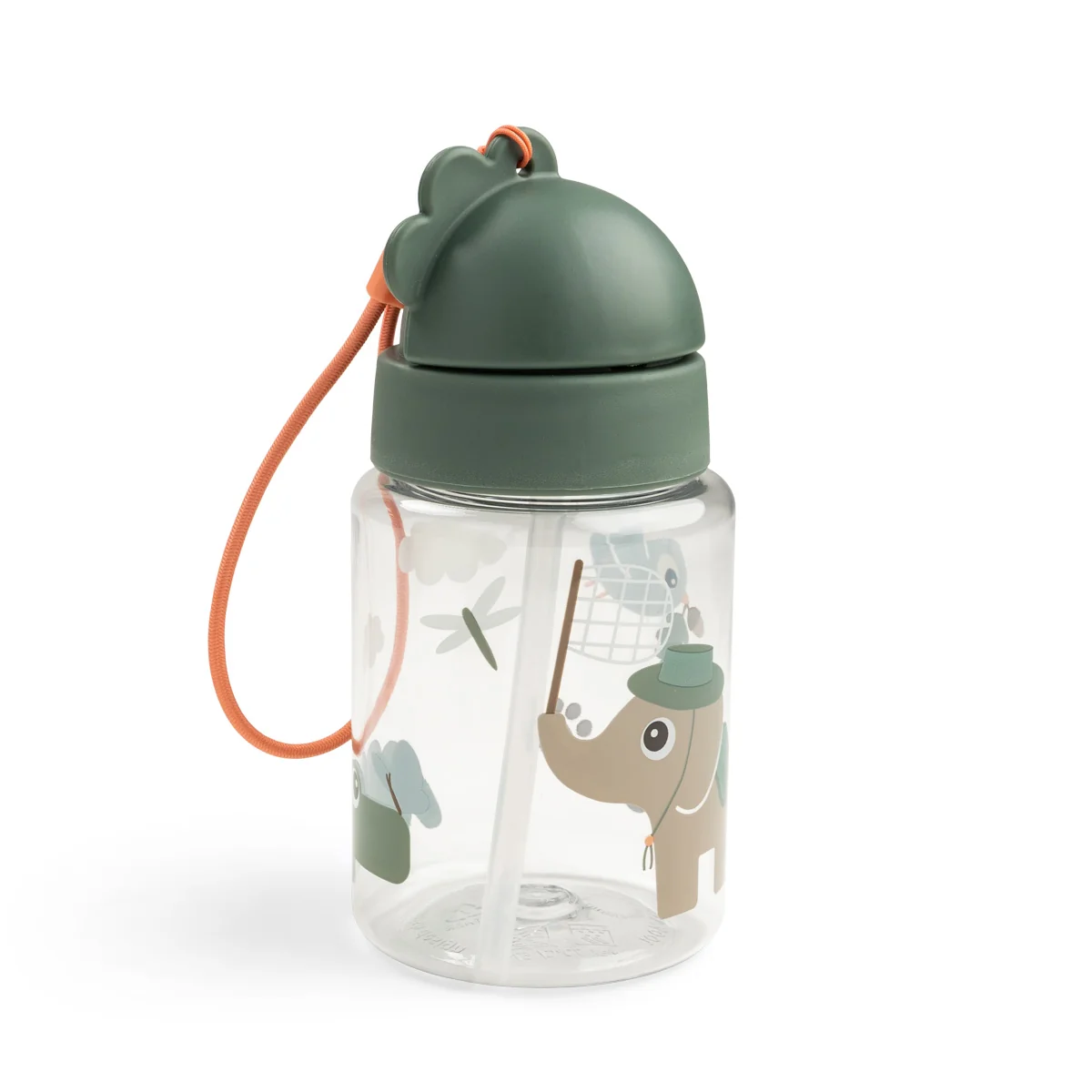 Done by Deer láhev s brčkem Tiny trails, zelená, 280 ml