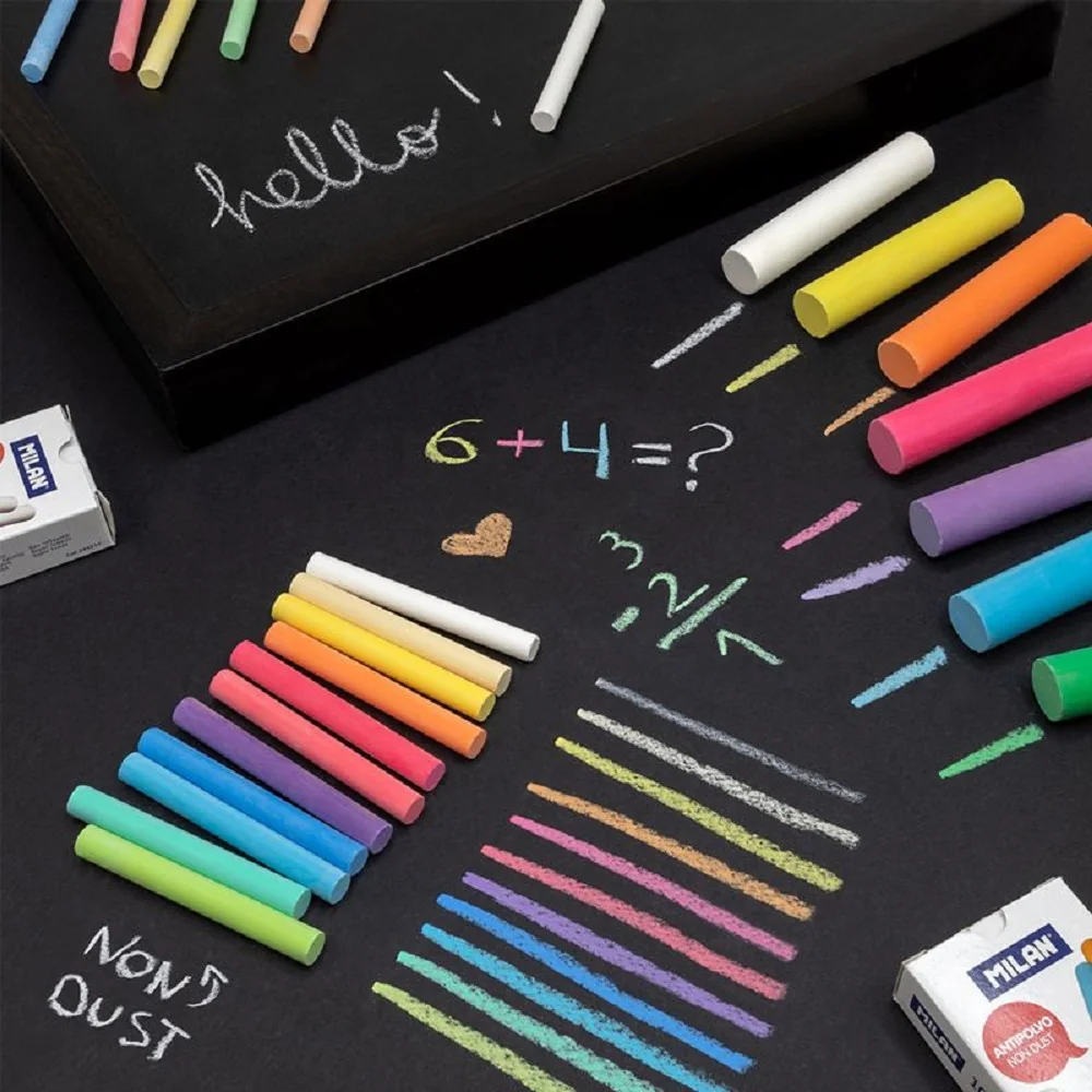 MILAN 2452100 - křídy bezprašné kulaté, barevné - 100 ks