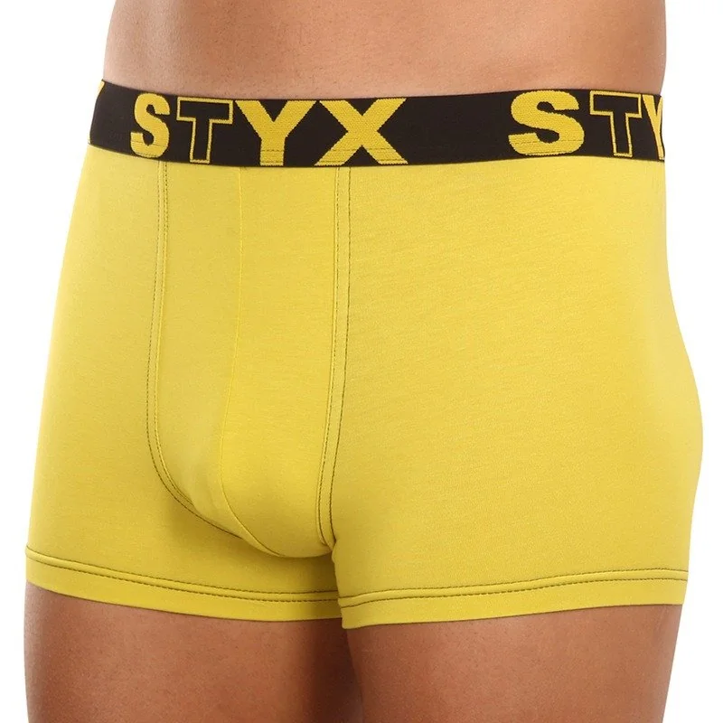 Styx Pánské boxerky sportovní guma zelenožluté (G1065) S