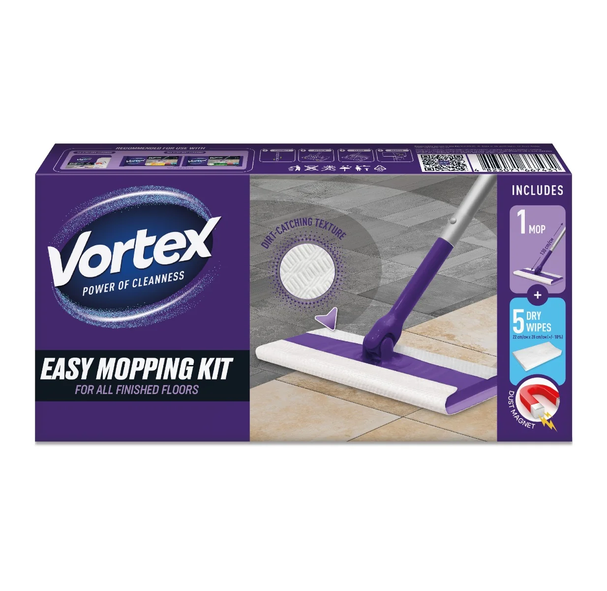 Vortex Souprava na lehké vytírání podlah mop 1 ks + suché ubrousky 5 ks